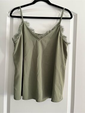 Francesca's Collections Olive Lace-Trim Cami